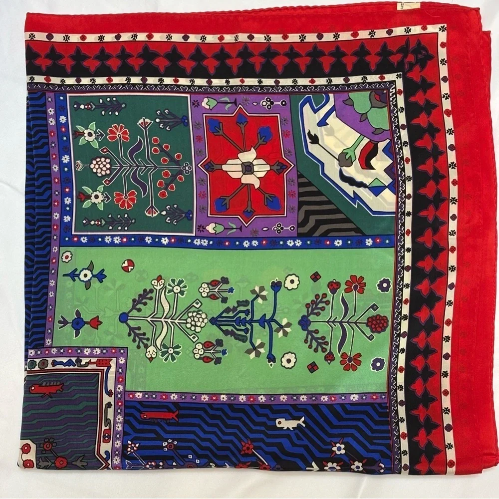 Vintage Brooklyn Museum Persian Garden Carpet 100% Silk Square Scarf Artsy